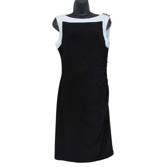 Jones New York Button Shoulder Shirred Sheath Dress 8 - Picture 1 of 7
